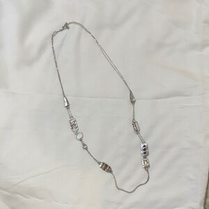 Silver Necklace with Unique Silver and Gold Accents